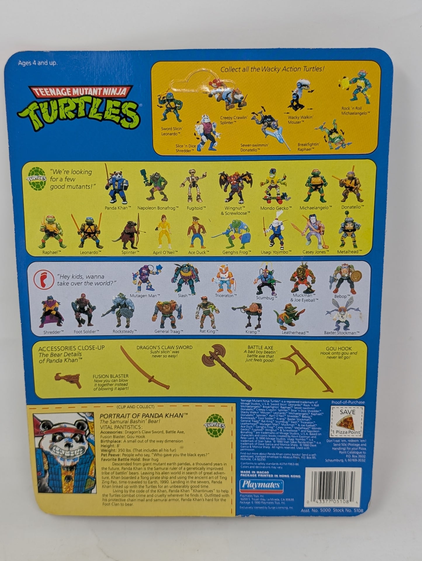 Vtg TMNT (1990) Panda Khan Figure (Unpunched)