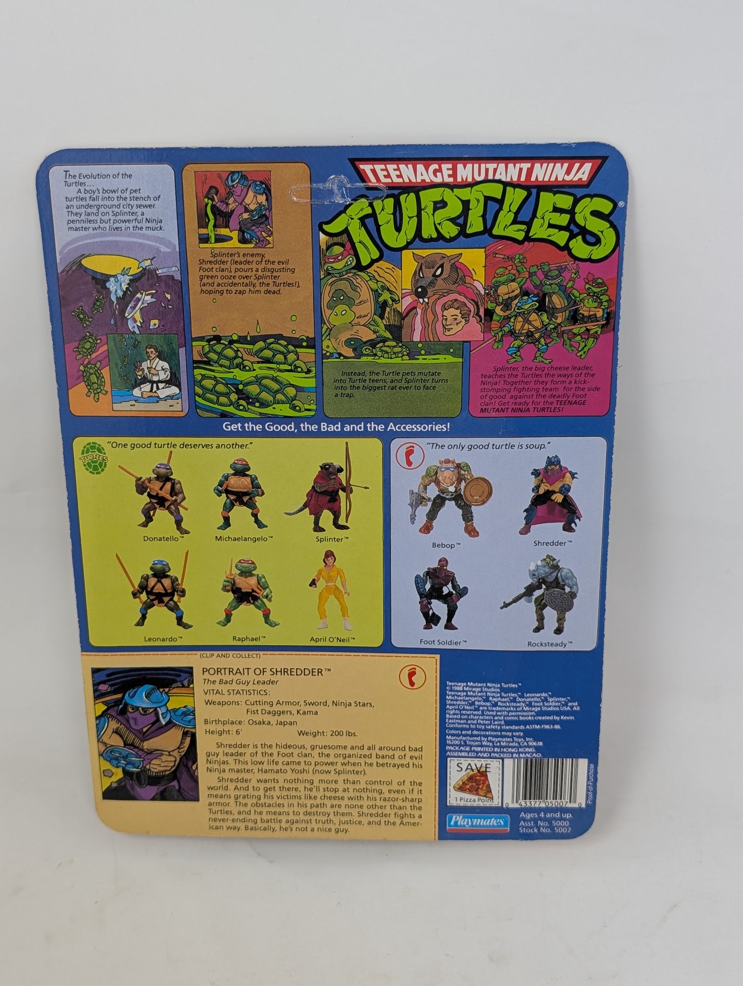 Vtg (1988) TMNT Shredder (10 Back, Unpunched)