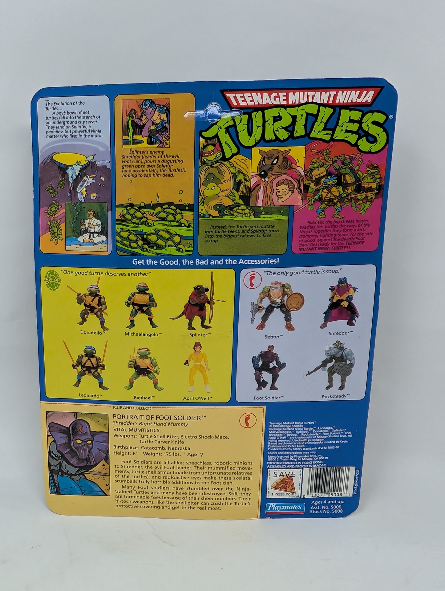 Vtg (1988) TMNT Foot Soldier Figure (Unpunched, 10 Back)