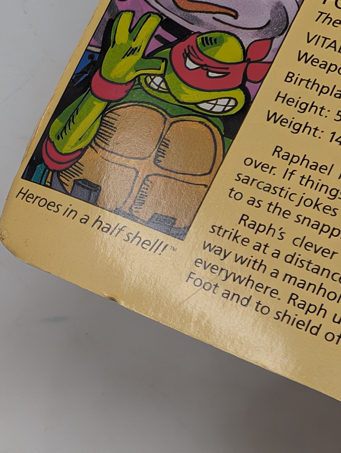 Vtg (1988) TMNT Raphael Figure (10 Back, Unpunched)