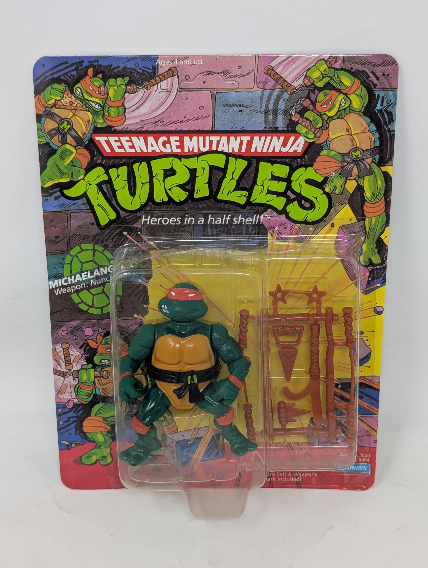 Vtg (1988) TMNT Michelangelo Figure (10 Back, Unpunched)