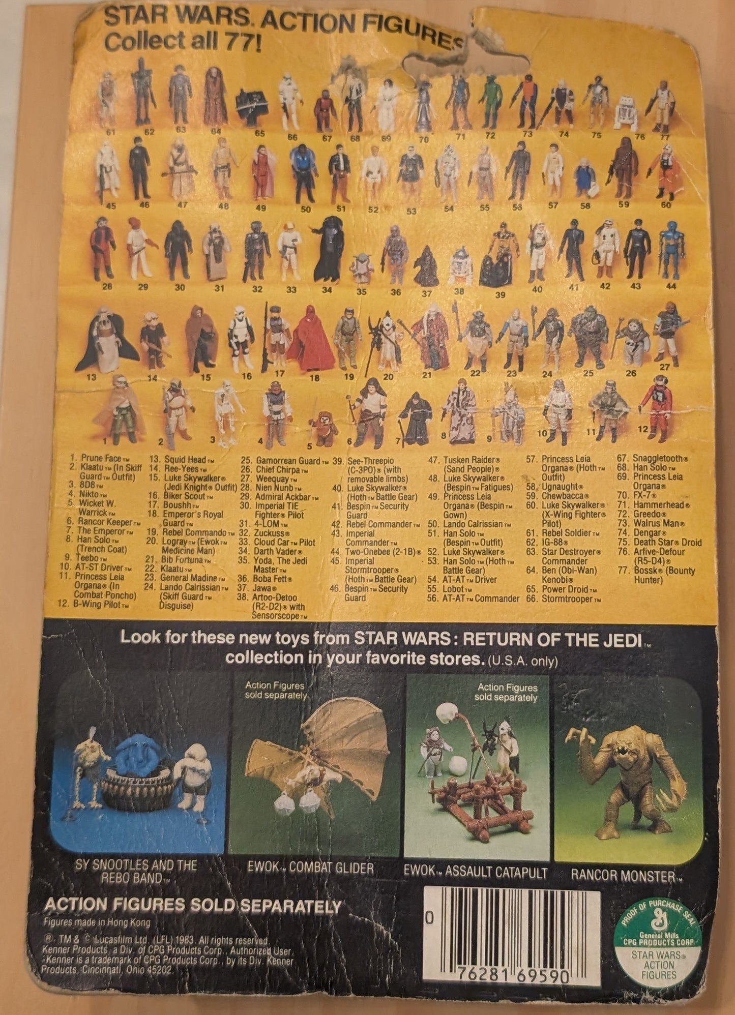 Vtg (1983) Star Wars Rancor Keeper Action Figure (77 Back)