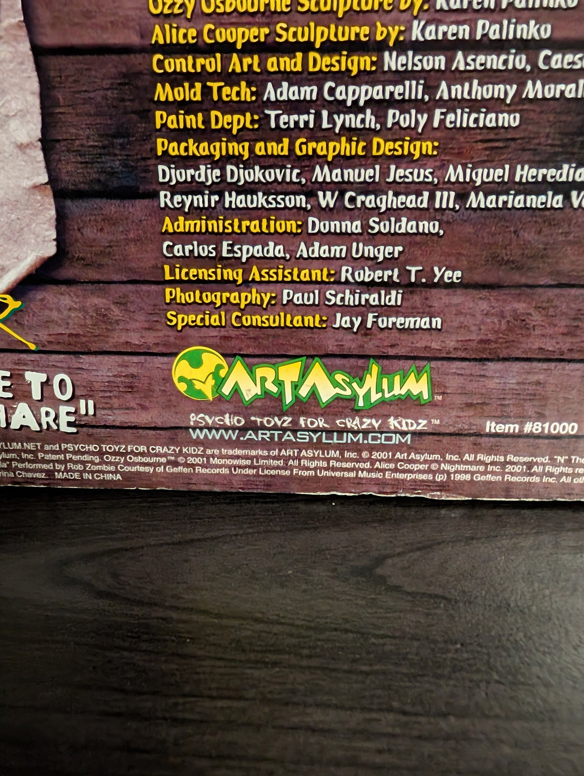 2001 Art Asylum Rob Zombie In The Box